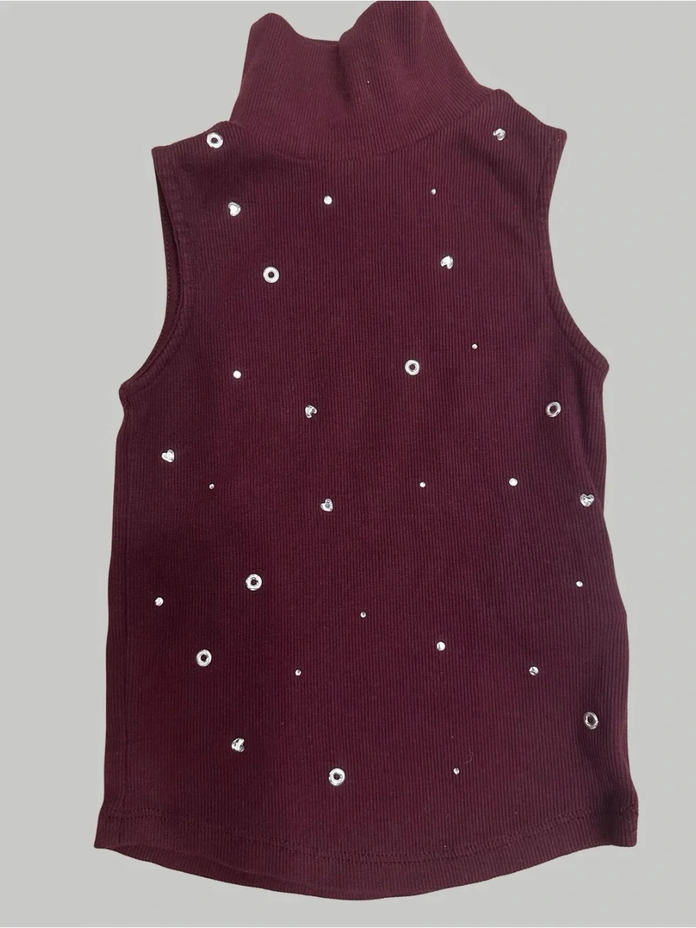 Zara Girls Burgundy Embellished Top & White Wide Leg Jeans Set SZ 6 Trendy EUC